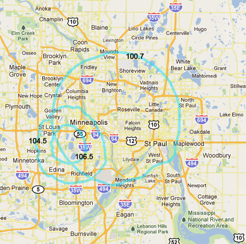 KUOM Coverage Map